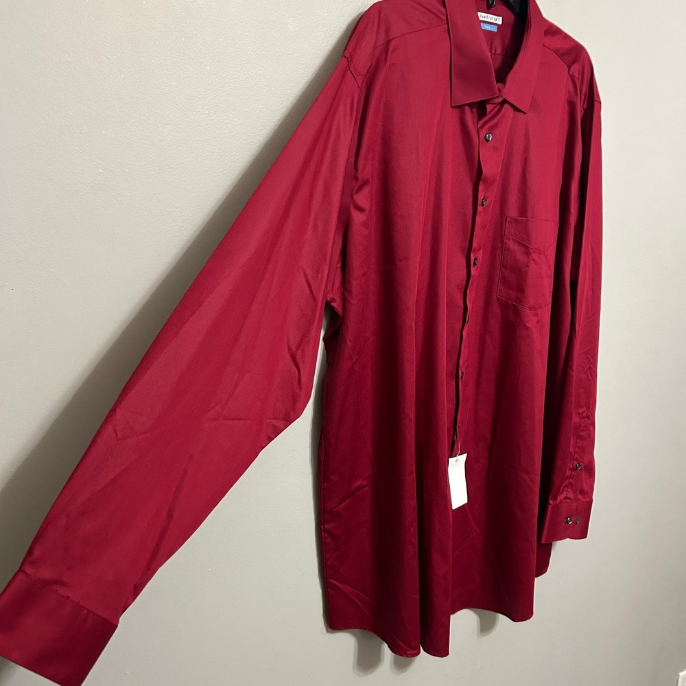 Van Heusen Dress Shirt 19 37/38 Red NEW Tall No Iron Button Down Professional - Picture 2 of 11
